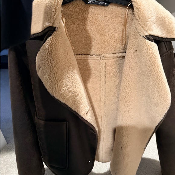 Zara Dark Brown Teddy Jacket with Cream Collar - Picture 5 of 5